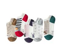 5 pairs - women's Japanese thin shallow mouth cute sweet low-top short socks, Women's Style [Cute Cat], One size
