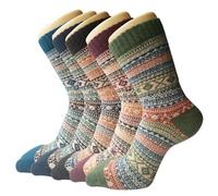 5 Pairs Womens Thermal Wool Socks Warm Knit Ladies Socks for Winter, One Size, A6