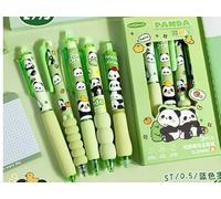 5 Panda Pens and 2 Note Books, Erasable Gel Pens, Smooth Writing Without Stuck, High-Value Student Stationery Set.