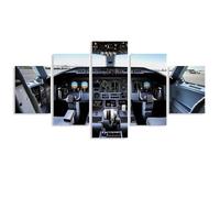 5 Panel Airplane Cockpit Canvas Paintings Framed Modern Wall Art Pictures Paintings Art Work for Living Room Bedroom Home Wall Decor Stretched