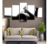 5 Panel Canvas Wall Art Abstract Lady Naked Body HD Painting For Modern Home living room Office Decoration Large Size Framed Artworks Print Decor (60*32inch)