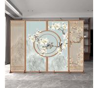 5 Panel Folding Privacy Screen, Hand-Woven Rattan Room Divider for Home Office, Art Shows and Room Separation,