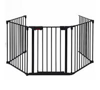 5-panel Metal Baby Pet Playpen Fireplace Fence Indoor Outdoor for Baby Pet COSTWAY Black One Size