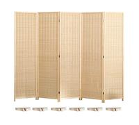 5-Panel Room Divider Screen, Folding Privacy Partition with Wood Base, Freestanding Floor Separator for Studio, Living Room, Craft Room, 63" Tall