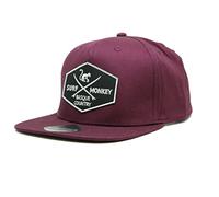 5 Panel Snapback Rapper Cap Burgundy - Surf Monkey Embroidered Patch - Flat Peak - Rapper Cap - Retro Style Snapback Size Adjuster