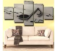 5 Panel Wall Art Abstract Music Notes Painting The Picture Print On Canvas Botanical Pictures For Home Decor/With Frame 200 X 100 Cm - For Living Room Hotel Restaurant Office Home Decor -866542695