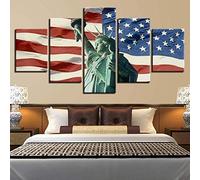 5 Panel Wall Art American Flag Painting The Picture Print On Canvas Botanical Pictures For Home Decor/With Frame 200 X 100 Cm - For Living Room Hotel Restaurant Office Home Decor Poster -3052494839