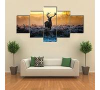 5 Panel Wall Art Animal Elk Painting The Picture Print On Canvas Botanical Pictures For Home Decor/Without Frame 150 X 100 Cm - For Living Room Hotel Restaurant Office Home Decor Poster -6479317262