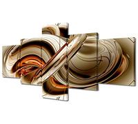 5 Panel Wall Art Bedroom Wall Decor Lines Picture Prints on Canvas Abstract Poster Orange Brown White Paintings Framed Stretched Canvas Art Home Decorations for Living Room Ready to Hang 50" Wx24 H