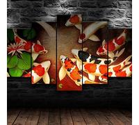 5 Panel Wall Art Canvas Print Modern Artwork Koi Lucky Fish Painting Pictures Print On Canvas The Picture For Home Bedroom Living Room Modern Decoration Piece (Xxl/Without Frame 200 X 100-5U7G+J4G