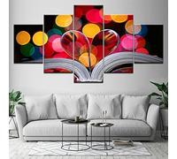 5 Panel Wall Art Canvas Prints For Bedroom Abstract Colorful Heart Painting Pictures Print On Canvas Abstract The Picture For Home Modern Decoration Piece (With Frame 200 X 100 Cm) -7E5S+P3O8-6U2F+Q7