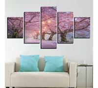 5 Panel Wall Art Sakura Trees Flowers Canvas 5 Pieces Canvas Painting Wall Art 5 Piece Canvas Wall Art Print Painting Canvas 5 Pieces Photo Canvas Wall Pictures Living Room Xxl/With Frame 200 X 100