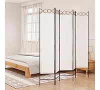 5-Panel White Fabric Room Divider, 200 x 200 cm Freestanding Privacy Screen, Foldable Partition Wall for Bedroom, Living Room, Office, and Home Spaces