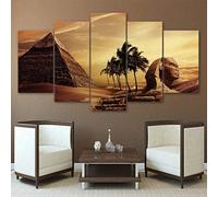 5 Panels Canvas Mural Pyramid Egyptian Sphinx Canvas Wall Art Xxl/Frameless 200 X 100 Cm Poster Print Artwork Painting Picture For Home Decoration Living Office Bedroom
