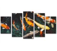5 Panels Canvas Wall Art Poster Koi Fish Animals Fish Swimming Underwater Water For Room Decor Home Decor Canvas Canvas Wall Art No Framed W100xH55cm