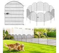 5 Panels Decorative Garden Fence, 112cm H x 3.4m L No Dig Fence with Gate | Dog Fence Outdoor, Rustproof Animal Barrier Fence for Rabbits, Garden Border Metal Fence Panels for Flower Beds, Yard, Patio