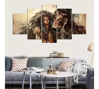 5 Panels Modern Artwork HD Calm Gaze of a Tribal Guardian Pictures to Photo Paintings on Canvas Wall Art for Home Decorations