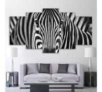 5 Panels Modern Artwork HD Harmony in Contrast Zebras Perspective Pictures to Photo Paintings on Canvas Wall Art for Home Decorations