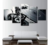 5 Panels Modern Artwork HD Retro DJ Turntable with Stylus Arm Detail Pictures to Photo Paintings on Canvas Wall Art for Home Decorations