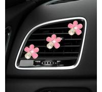 5 Part Flower Rhinestone Sparkling Car Air Vent Clip for Aromatherapy and Stylish Car Interior Decoration (Powder)