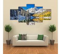 5 Part Panels Wall Art Print Modern Hd Canvas Picture Forest Lake Landscape Living Bedroom Prints On Canvas Pictures For Home Modern Decoration Xxl/With Frame 200 X 100 Cm-2634418212