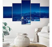 5 Part Panels Wall Art Print Modern Hd Canvas Picture Forest Lake Landscape Living Bedroom Prints On Canvas Pictures For Home Modern Decoration Xxl/With Frame 200 X 100 Cm-1753684587