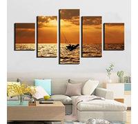 5 Part Panels Wall Art Print Modern Hd Canvas Picture Forest Lake Landscape Living Bedroom Prints On Canvas Pictures For Home Modern Decoration Xxl/With Frame 200 X 100 Cm-40411333