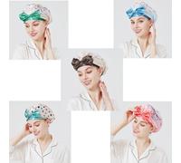 5 pattern Bowknot Plastic Large Shower Cap bundle,total 5pcs