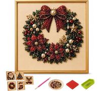 5 Pattern Christmas Pearl Diamond Art Kit, Beginner Friendly DIY Craft Set | Pre-Framed Clear Acrylic Canvas Full Tool Pack, Glossy 3D Pearl Bead Relax Wall Decor Xmas Holiday Present