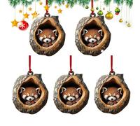 5-PC Animal Christmas Tree Ornaments | 7cm 2D Acrylic Forests Animals Christmas Ornament | Hangable Cute Animal Pattern Christmas Tree Pendants Decorations | Seasonal Decor For Christmas Tree Home