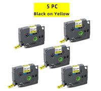 5 PC Compatible Label Ribbon Compatible with 12mm Tape Works with TZe231 TZe131 TZe431 TZe531 TZe631 TZe731 Laminated Tapes(Black on Yellow)