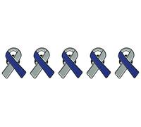 5 Pc Gray & Blue Type 1 Diabetes Awareness Quality Enamel Ribbon Pins With Clutch Clasp - 5 Pins - Show Your Support For Type 1 Diabetes Awareness
