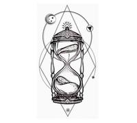 5 Pc Hourglass Tattoo - Geometric Moon Oriental - Body Temporary Tattoo