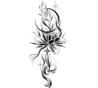 5 Pc Lotus Flower Moon Flowers Fake Temporary Tattoo