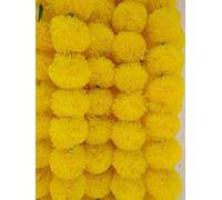 5 Pc Marigold Garland 4.5 Ft Long Strands of Artificial Marigold Flowers, Diwali Decorations Home, Indian Décor for Pooja, Wedding, Spring Bush Floral, Faux Garland, Día de Muertos Décor (Yellow)