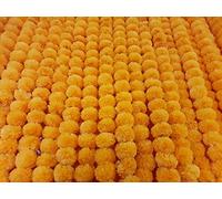 5 Pc Marigold Garland 5 Ft Long Strands of Artificial Marigold Flowers Diwali Decorations Home Indian Décor for Pooja Wedding Spring Bush Floral Faux Garland Día de Muertos Décor Day of Dead (Orange)