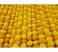 5 Pc Marigold Garland 5 Ft Long Strands of Artificial Marigold Flowers, Diwali Decorations Home, Indian Décor for Pooja, Wedding, Spring Bush Floral, Faux Garland, Día de Muertos Décor (Mango+Yellow)