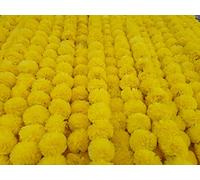 5 Pc Marigold Garland 5 Ft Long Strands of Artificial Marigold Flowers, Diwali Decorations Home, Indian Décor for Pooja, Wedding, Spring Bush Floral, Faux Garland, Día de Muertos Décor (Yellow)