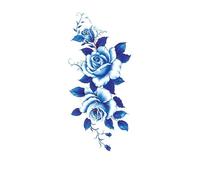 5 Pc Rose Tattoo - Motif In Blue - Temporary Skin Tattoo