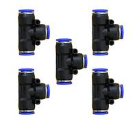 5 Pcs 12mm x 10mmx 12mm Pneumatic T Shaped 3 Way Tube Reducer Connector,Quick Push to Connect Tee Fitting