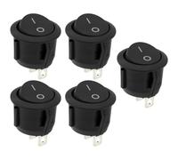 5 Pcs 12v Switch,Toggle Switch,Black Round Rocker Inline Switches on off Small Electrical Toggle-Switches 12 Volt Two Foot Power Tool Suitable for Machines,Homes,Automotives,Boat,Copper Metal&Plastic