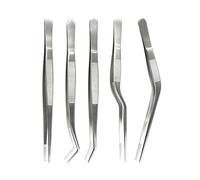 5 Pcs 16cm Stainless Steel Cooking Tweezers and Offset Tweezer Set, Professional Perecision Serrated Tips Tongs, Multifunctional Chef Food Tongs Kitchen Tools for Grilling Plating Serving