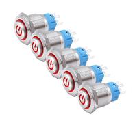 5 PCS 16mm 19mm 22mm Metal Push Button Switch 12v Ring Power Buttons Waterproof LED Light Self-lock Self-reset 220V High Head(GRAY,22MM_FIXED_9V-24V)