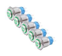 5 PCS 16mm 19mm 22mm Metal Push Button Switch 12v Ring Power Buttons Waterproof LED Light Self-lock Self-reset 220V High Head(Brown,16MM_FIXED_9V-24V)