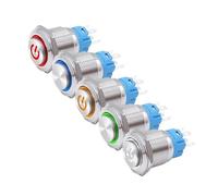 5 PCS 16mm 19mm 22mm Metal Push Button Switch 12v Ring Power Buttons Waterproof LED Light Self-lock Self-reset 220V High Head IDGTTLDF(19mm No Connector,3V-6V(5V))