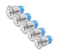 5 PCS 16mm 19mm 22mm Metal Push Button Switch 12v Ring Power Buttons Waterproof LED Light Self-lock Self-reset 220V High Head(Pink,22MM_MOMENTARY_110-220V)