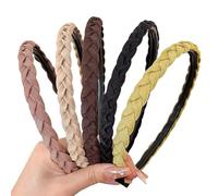5 Pcs 1cm Thin Braided Headbands Fashion Woven Hairbands Vintage Flexible Hair Bands Braided Knitted Hairbands Non Slip Fashion Head Band Twisted Hair Accessories with Teeth