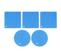 5 PCS 2 Round 3 Square Silicone Honeycomb Mat Multipurpose Hot Pads for Hot Dishes Tables (Blue)