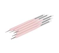 5 Pcs 2 Ways Nail Dotting Silicone Art Brush UV Gel Painting Drawing Manicure Tool for Professional Home Use Decorative Lines Fine Details Special Patterns Flowers Natural False Acrylic Nails