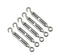 5 Pcs 304 Stainless Steel Hook And Eye Turnbuckle Wire Rope Tension Polished Rigging Hardware M4 M5 M6 M8 M10 For Sun Shade Sail For Garden Fence(M10)